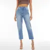 Freddy High-waist straight-leg distressed jeans with a frayed acid-washed hem, Μέγεθος: L