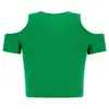 Freddy Form-fitting ribbed fabric crop top with cut-out shoulders, Μέγεθος: M, 2 image