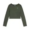Freddy Seamless long-sleeve cropped shirt in acid wash fabric, Μέγεθος: XS
