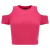Freddy Form-fitting ribbed fabric crop top with cut-out shoulders, Μέγεθος: S, 3 image