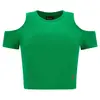 Freddy Form-fitting ribbed fabric crop top with cut-out shoulders, Μέγεθος: M