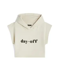 Freddy Cropped sleeveless sweatshirt with a hood and raw edges, Μέγεθος: S