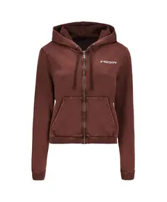 Freddy Used-look garment-dyed cropped hoodie with a full zip, Μέγεθος: S