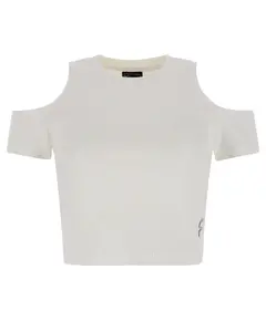 Freddy Form-fitting ribbed fabric crop top with cut-out shoulders, Μέγεθος: M