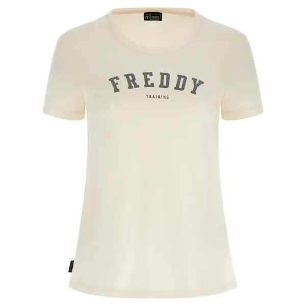 Freddy Jersey crew neck t-shirt with a collegiate glitter print, Μέγεθος: S