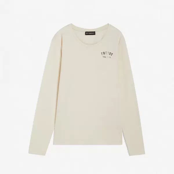 Freddy Long-sleeve t-shirt with a small collegiate glitter print, Μέγεθος: S