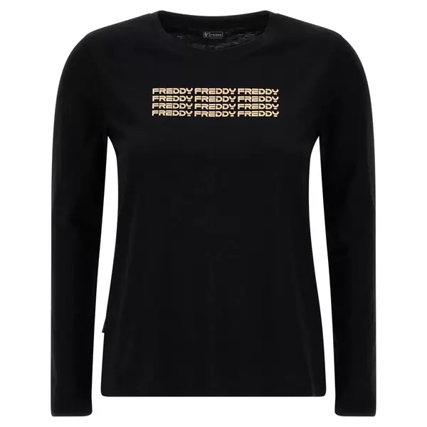 Freddy Long-sleeve t-shirt with a repeated bronze logo, Μέγεθος: XL