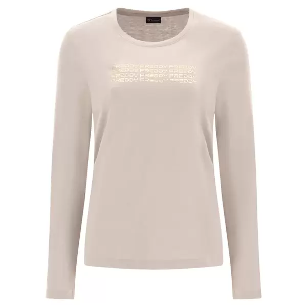 Freddy Long-sleeve t-shirt with a repeated bronze logo, Μέγεθος: S