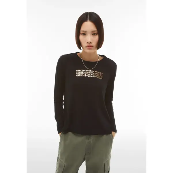 Freddy Long-sleeve t-shirt with a repeated bronze logo, Μέγεθος: XL, 4 image