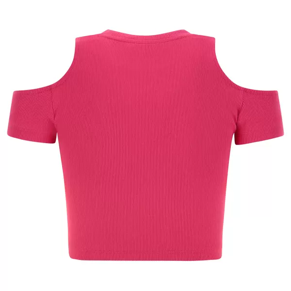 Freddy Form-fitting ribbed fabric crop top with cut-out shoulders, Μέγεθος: S, 2 image