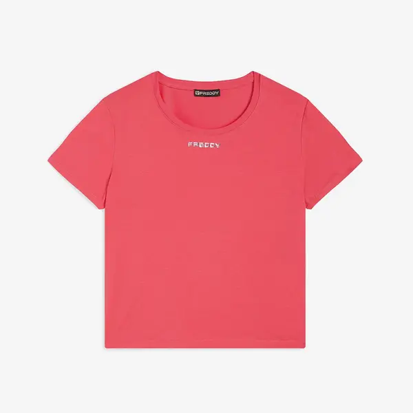 Freddy cropped t-shirt in jersey with a small print, Μέγεθος: M