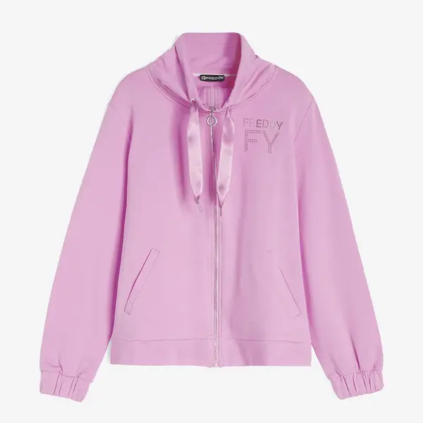 Freddy high-neck zip-front sweatshirt in modal French terry, Μέγεθος: S