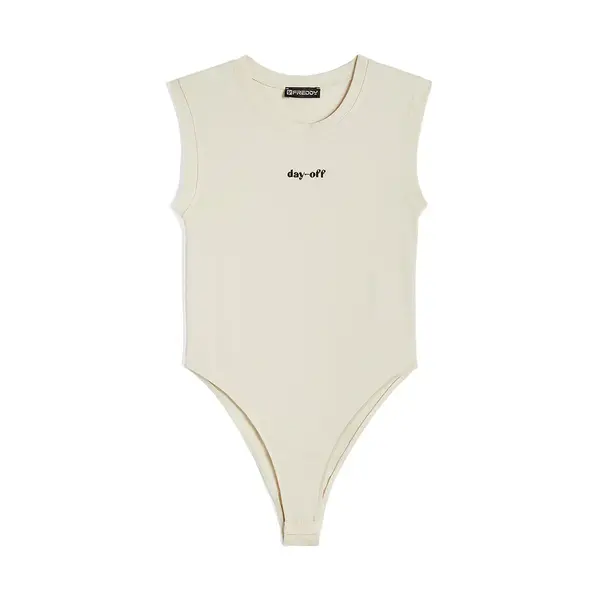 Freddy Sleeveless bodysuit in stretch jersey with an embroidered logo, Μέγεθος: M