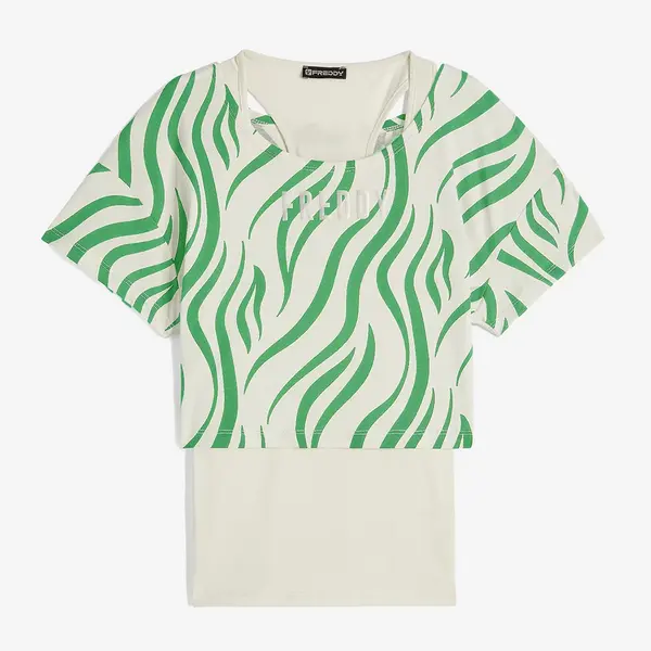 Freddy tank top + cropped t-shirt set with a zebra print, Μέγεθος: L