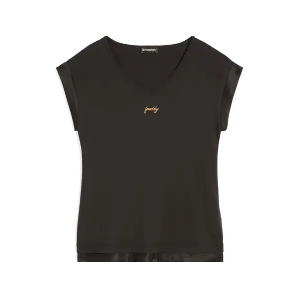 Freddy modal jersey t-shirt with satin inserts, Size: S