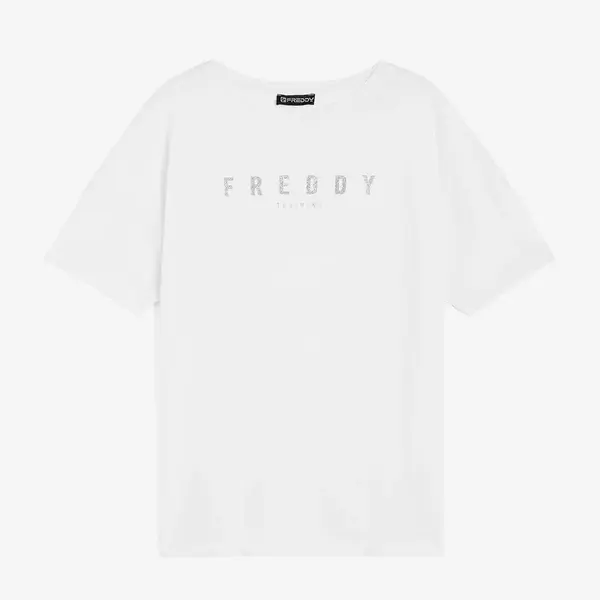 Freddy comfort-fit t-shirt in lightweight jersey with a glitter logo, Μέγεθος: XL