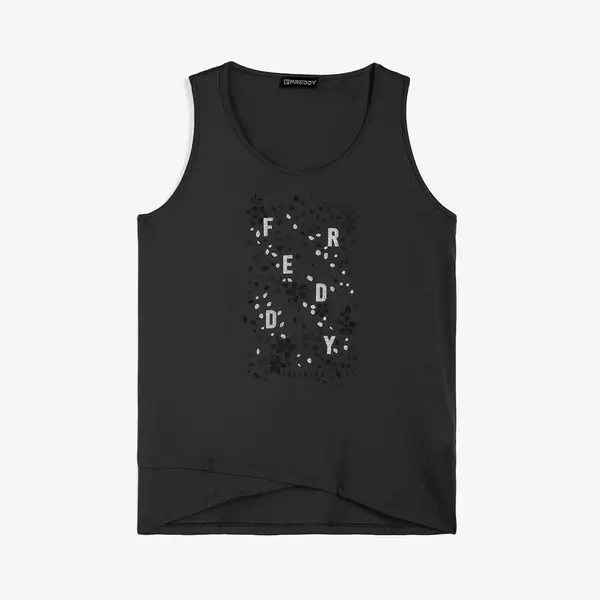 Freddy floral print tank top with an overlap hem, Μέγεθος: L