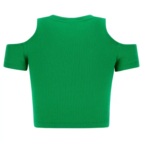 Freddy Form-fitting ribbed fabric crop top with cut-out shoulders, Μέγεθος: M, 2 image
