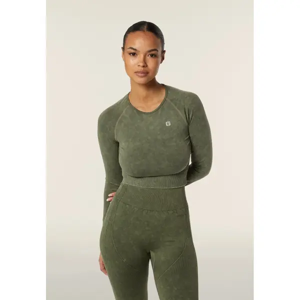 Freddy Seamless long-sleeve cropped shirt in acid wash fabric, Μέγεθος: XS, 2 image