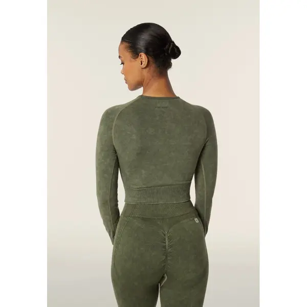 Freddy Seamless long-sleeve cropped shirt in acid wash fabric, Μέγεθος: XS, 4 image