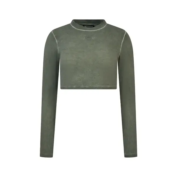 Freddy Cropped long-sleeve garment-dyed shirt in jersey, Μέγεθος: S, 3 image