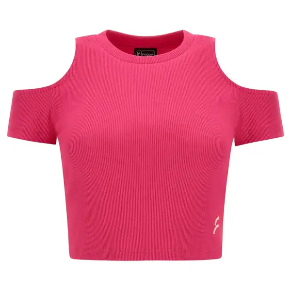 Freddy Form-fitting ribbed fabric crop top with cut-out shoulders, Μέγεθος: S, 3 image
