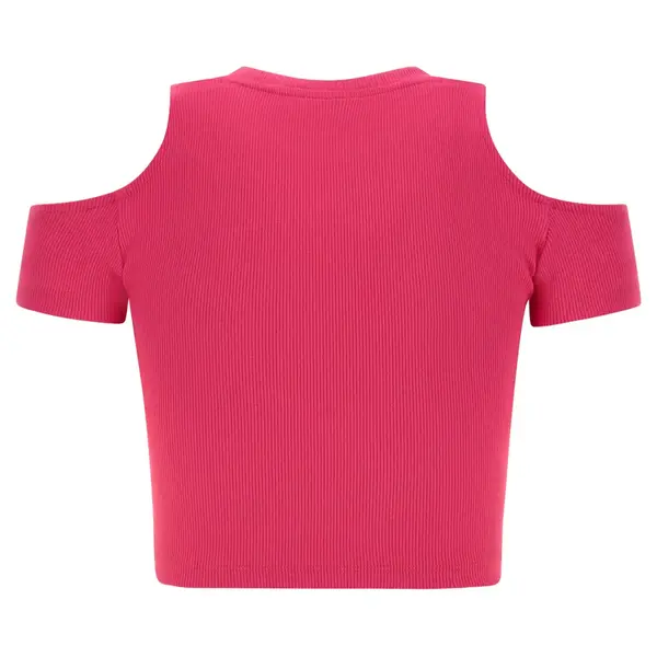 Freddy Form-fitting ribbed fabric crop top with cut-out shoulders, Μέγεθος: S, 4 image
