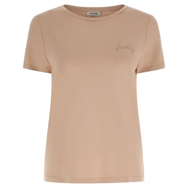Freddy Viscose jersey t-shirt with an embroidered lurex logo, Μέγεθος: S, 3 image