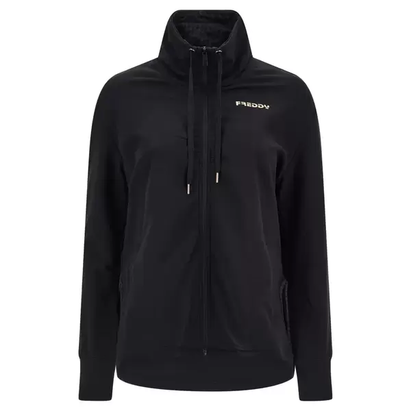 Freddy Full-zip comfort-fit sweatshirt with slits and houndstooth details Γυναικεία Ζακέτα, Μέγεθος: M