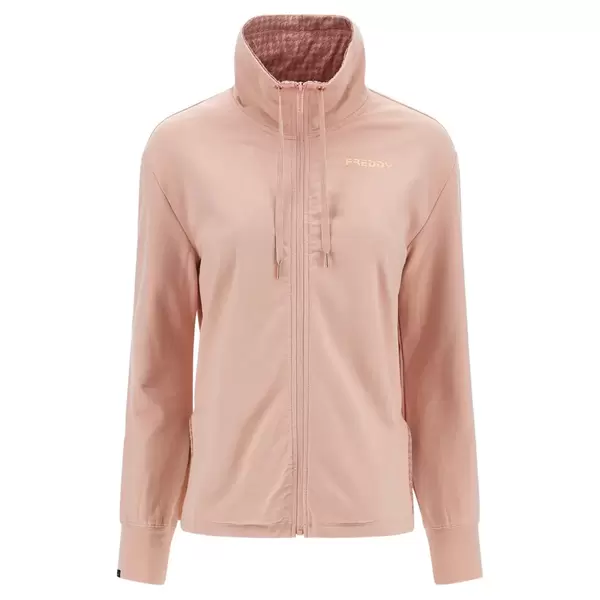 Freddy Full-zip comfort-fit sweatshirt with slits and houndstooth details Γυναικεία Ζακέτα, Μέγεθος: XS