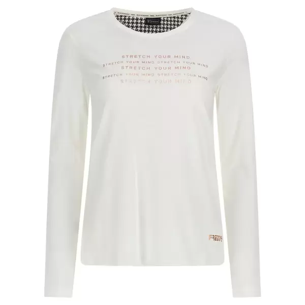 Freddy Long-sleeve t-shirt with copper-hued prints and a houndstooth yoke, Size: M