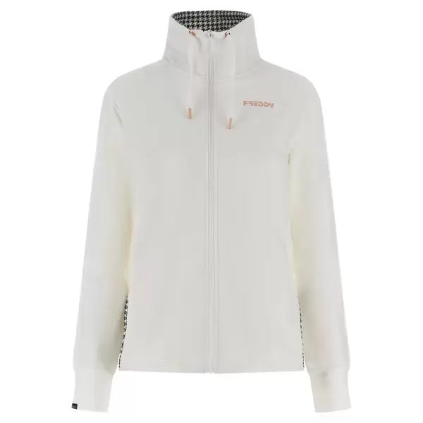 Full-zip comfort-fit sweatshirt with slits and houndstooth details, Μέγεθος: L