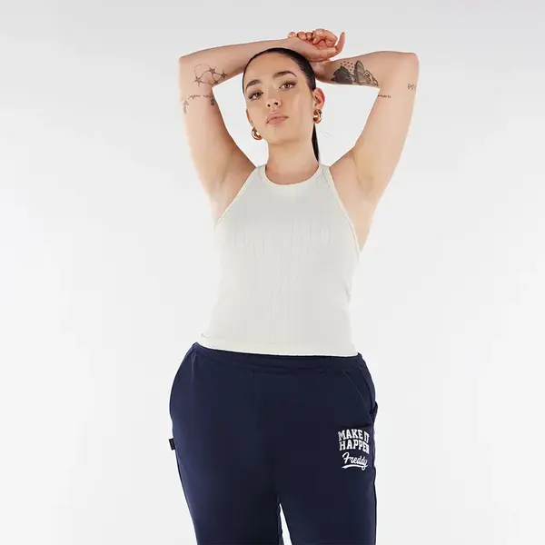 Freddy Slim-fit crop top in ribbed tricot with racer back, Μέγεθος: L