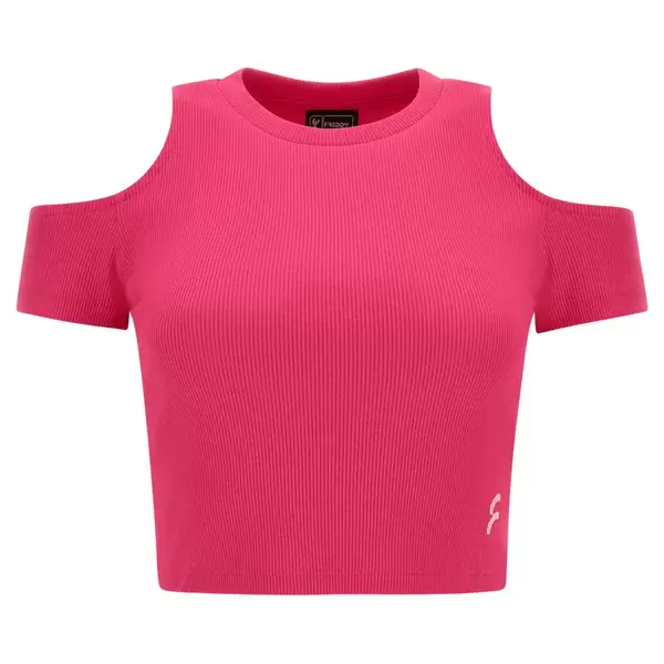 Freddy Form-fitting ribbed fabric crop top with cut-out shoulders, Μέγεθος: S