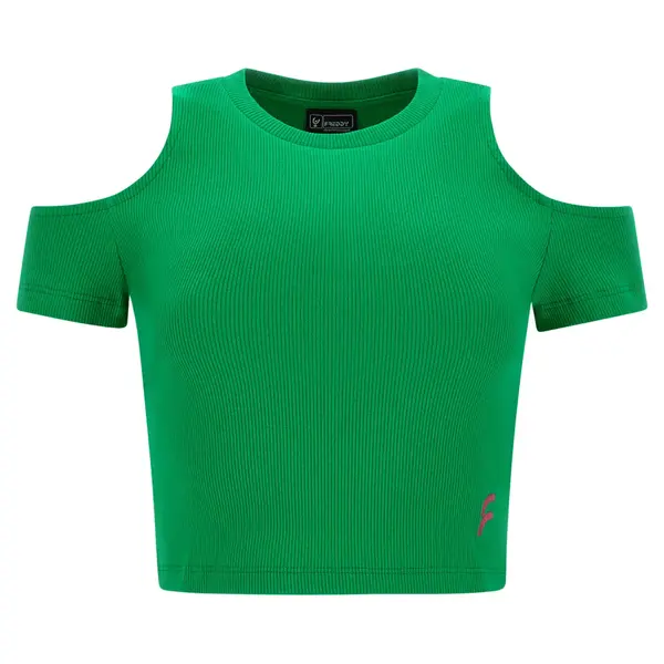 Freddy Form-fitting ribbed fabric crop top with cut-out shoulders, Μέγεθος: M