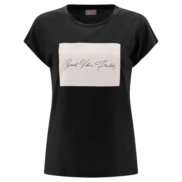 Freddy T-shirt with square print and very short cap sleeves, Size: S
