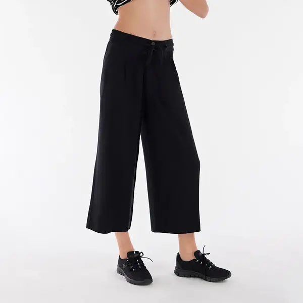Freddy Cropped viscose linen trousers with wide leg, Μέγεθος: XS
